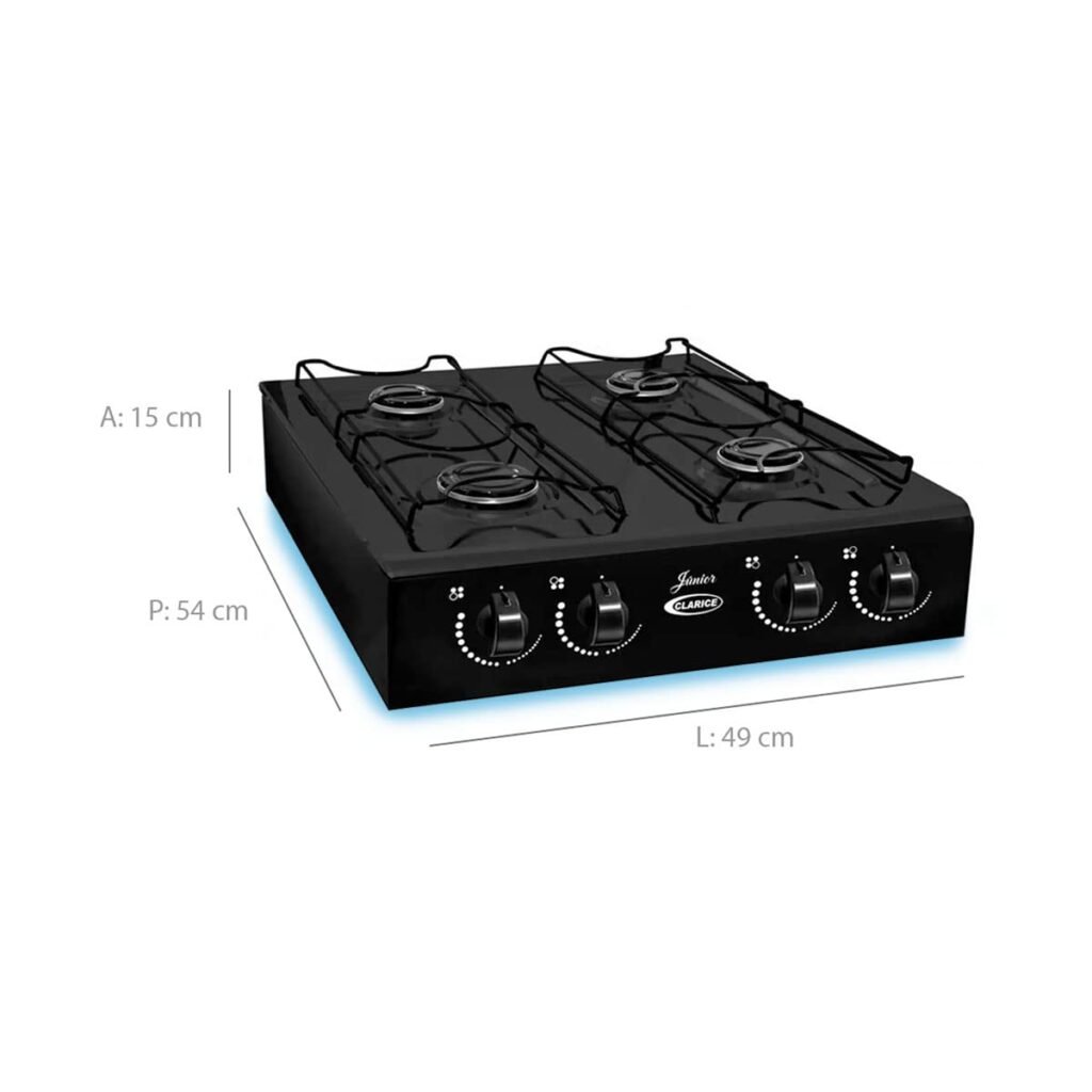 Fogão de Mesa a Gás Junior 4 Bocas Preto