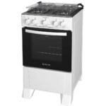 Fogão 4 bocas Atlas Mônaco Plus Branco Mesa inox Bivolt