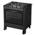 Fogão Esmaltec Ágata 5 bocas Preto Bivolt com Mesa de Vidro e Acendimento Automático