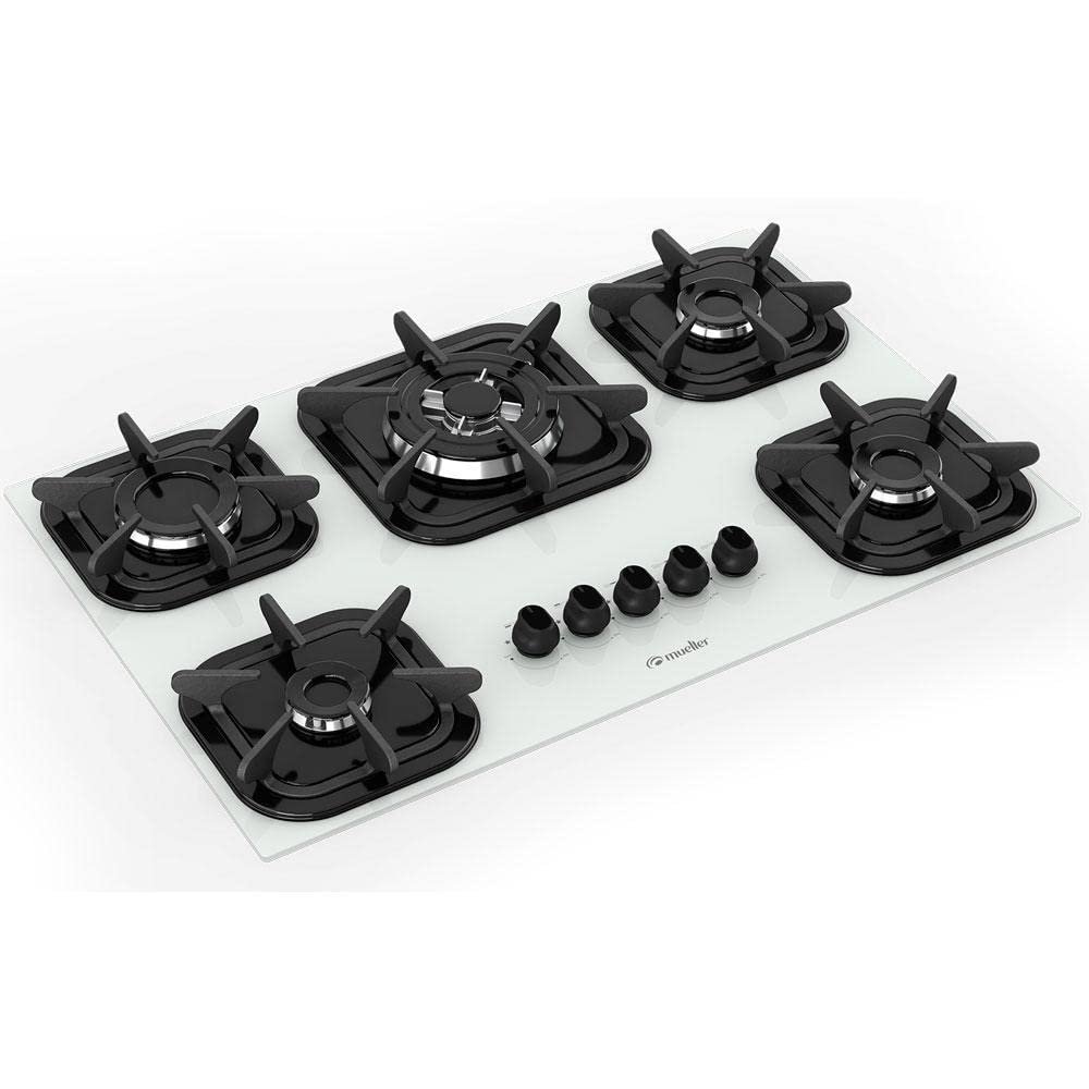 Cooktop 5 Bocas com Queimador Tripla Chama Mueller Branco Bivolt
