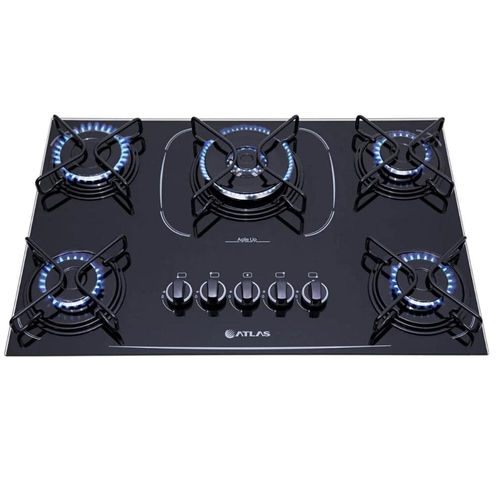 Cooktop Atlas 5 Bocas Agile Up com tripla chama Preto Bivolt