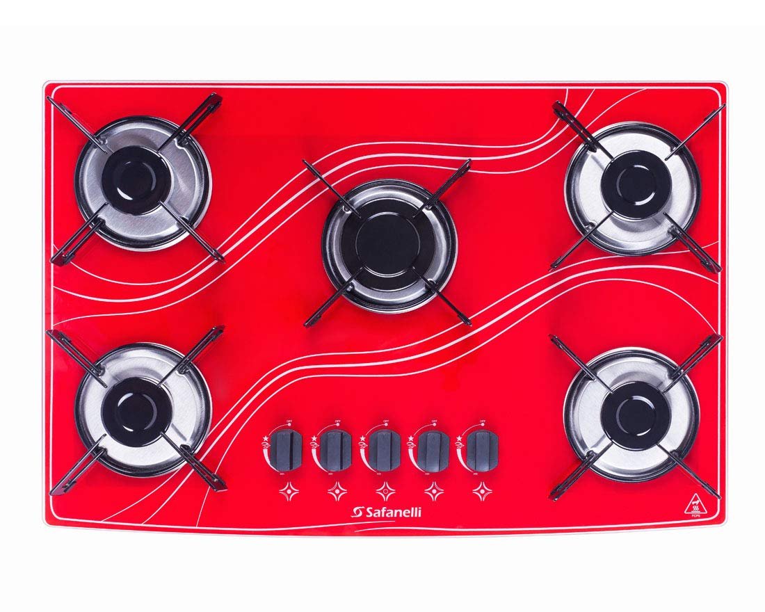 Cooktop Safanelli Lines Colors 5 Queimadores Bivolt Vermelho