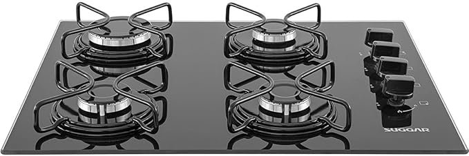 Cooktop a Gás 4 Bocas Vidro Preto Bivolt Suggar FG4004VP