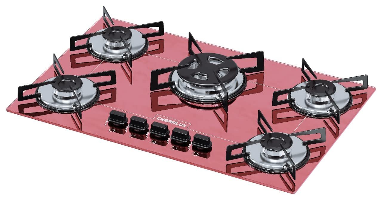 Cooktop Tripla chama Rosa 5 bocas Chamalux Bivolt GN e GLP