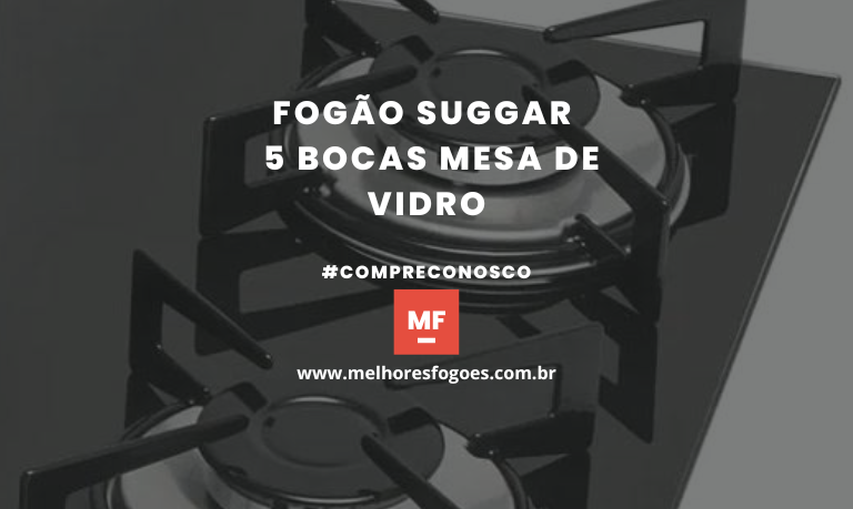 Fogão Suggar 5 Bocas Mesa de Vidro
