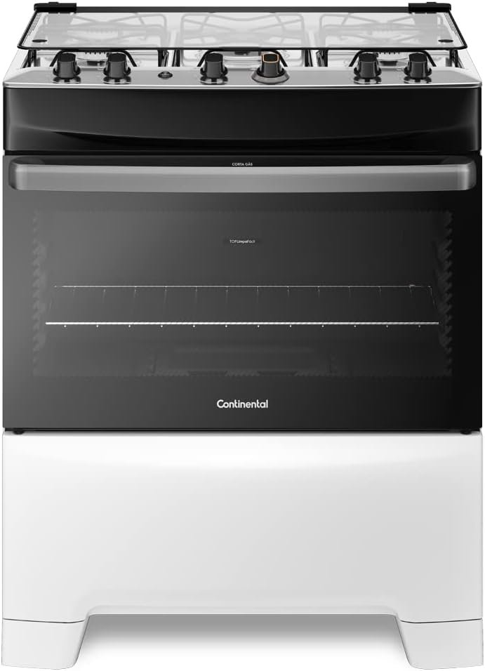 Fogão 5 Bocas Mesa de Inox Branco Continental FC5IB
