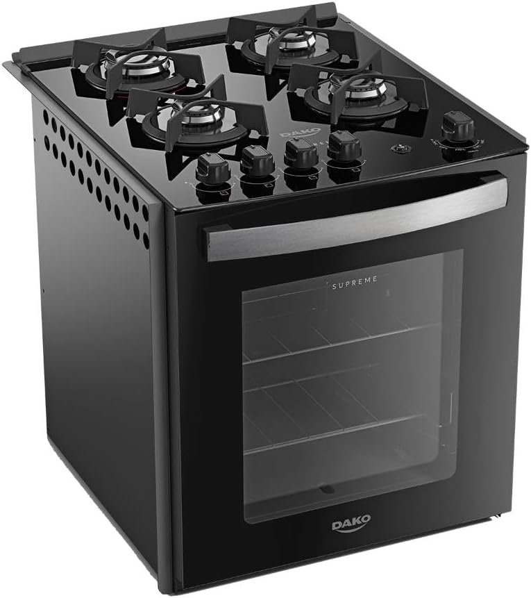 Fogão de Embutir 5 Bocas Preto com Mesa de Vidro Dako Supreme Bivolt