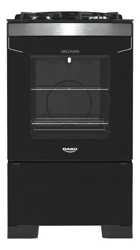 Fogão 5 Bocas Preto Frente Vidro Espelhado e Timer Digital Dako Diplomata Glass Grill Style Bivolt