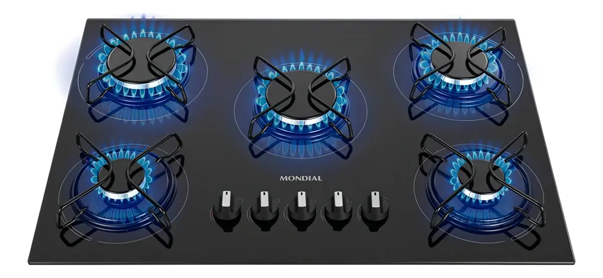 Cooktop 5 bocas Mondial a gás GLP Preto CTG 02 Bivolt