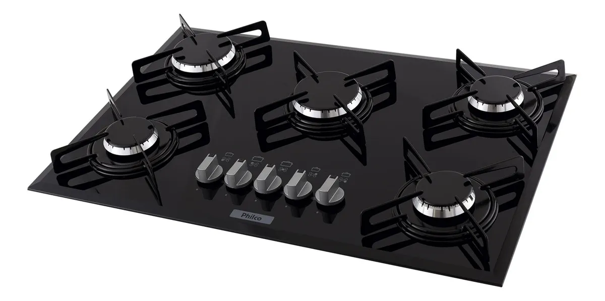 Cooktop 5 Bocas Philco Cook Chef 5 Preto a Gás Bivolt