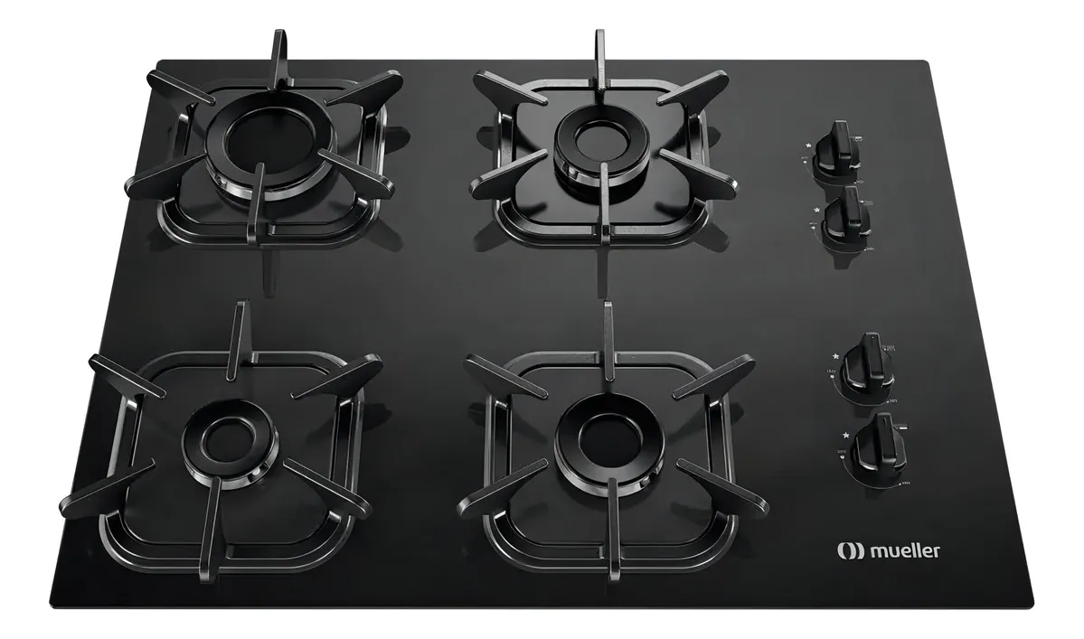 Cooktop GLP/GN Ultra Chama Preto Bivolt 4 Bocas Mueller