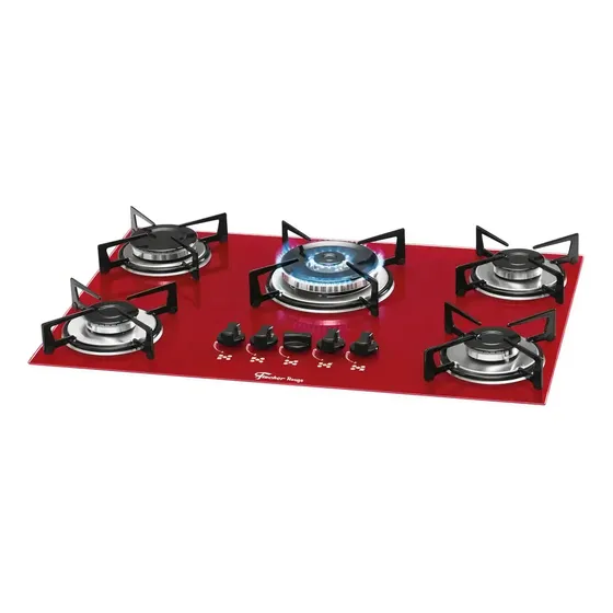 Cooktop Rouge Vermelho Fischer 5Q Trempe Aço Esmaltado Bivolt