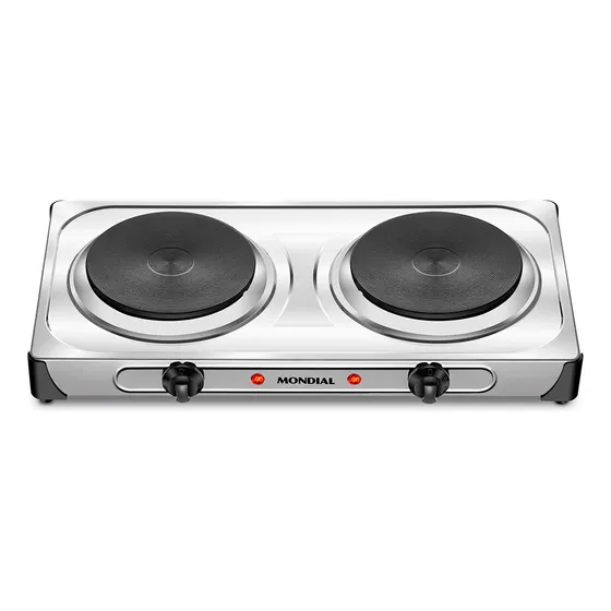 Fogão Fast Cook Dual Elétrico Mondial 2 Bocas 220V 2000W InoxFE03