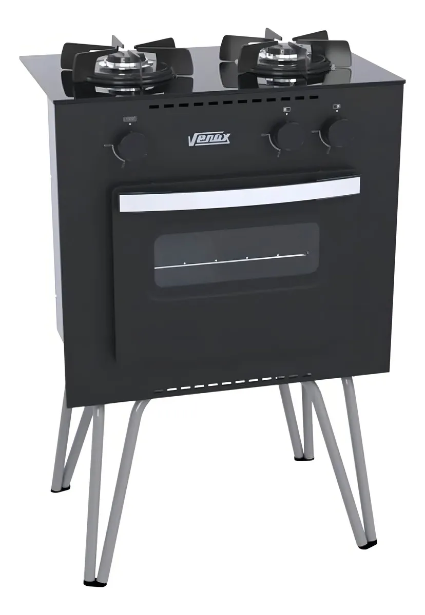 Fogão Portátil Venax Mini Cook 2 bocas Preto Fosco a Gás GLP