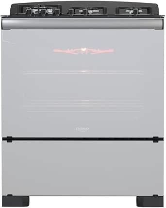 Fogão 5 Bocas Preto Frente Vidro Espelhado e Timer Digital Dako Diplomata Glass Grill Style Bivolt