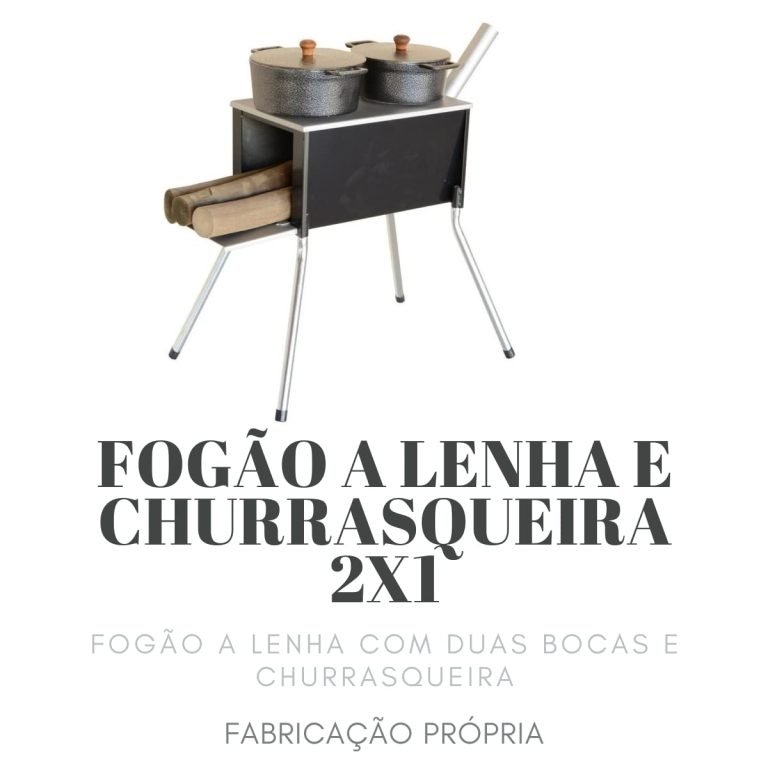 Fogão Portátil a Lenha ou Carvão 03 bocas Fundido