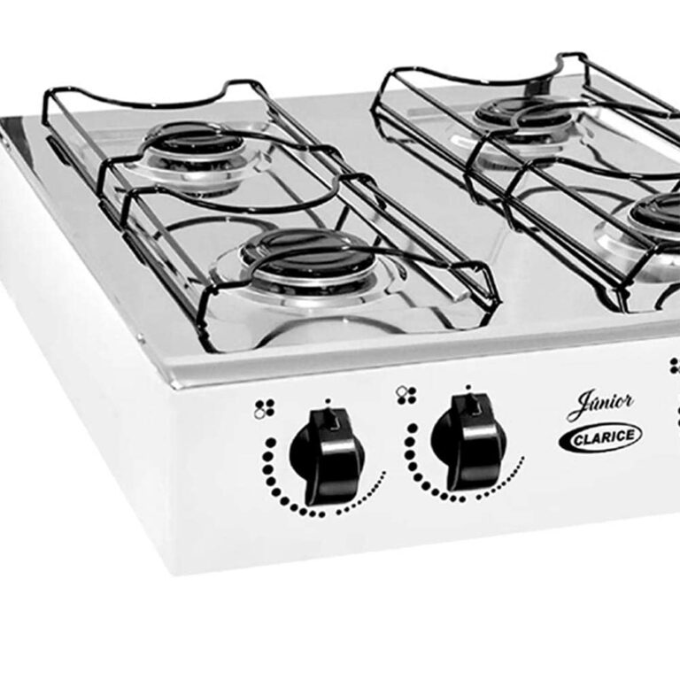 Fogao Gas Junior 4 Bocas de Mesa Inox Branco Clarice e bom