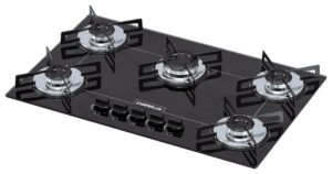 Fogao cooktop 5 bocas Chamalux Preto Ultra Chama Bivolt