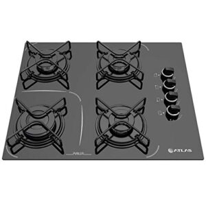 Cooktop 4 bocas Atlas Agile Up Glass Preto com Acendimento Superautomatico