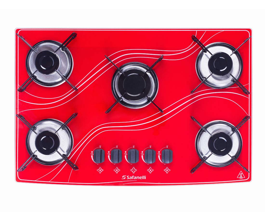 Cooktop Safanelli Lines Colors 5 Queimadores Bivolt Vermelho tem aqui
