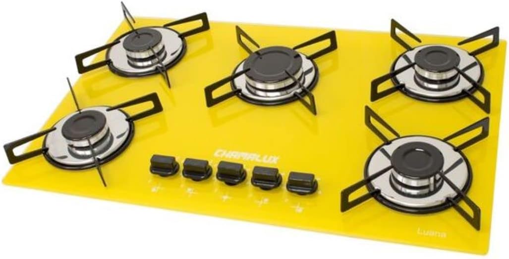 Cooktop Ultra Chama 5 bocas Chamalux Amarelo Gás Natural Bivolt tem aqui