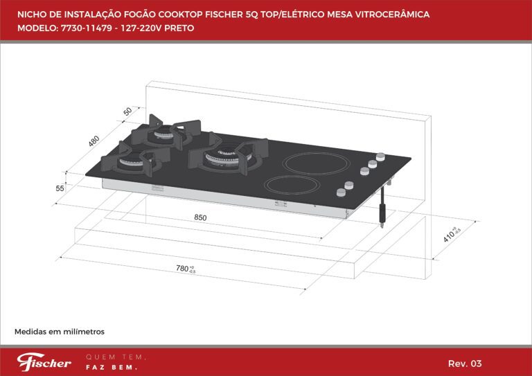 Cooktop Fischer Híbrido 5 Bocas Preto 220V (3)