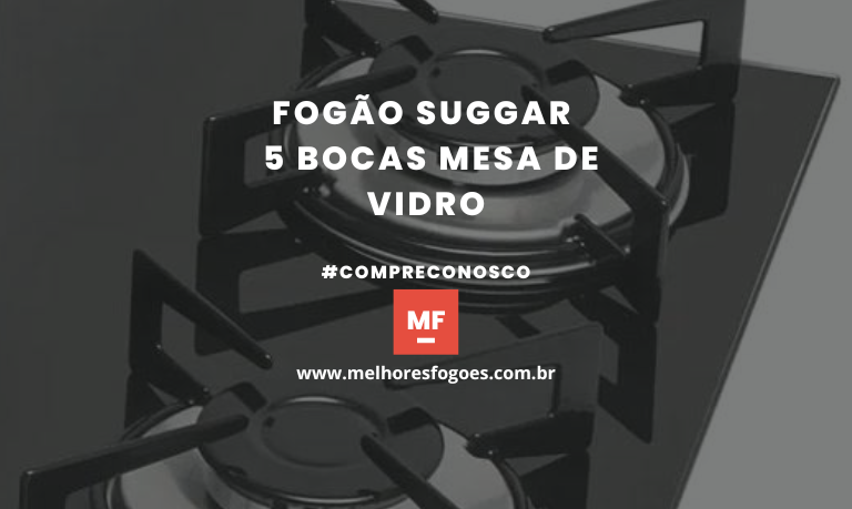 Fogão Suggar 5 bocas Mesa de Vidro