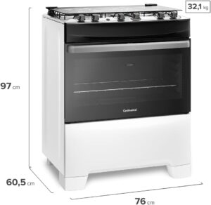 Fogão 5 Bocas Mesa de Inox Branco Continental FC5IB2