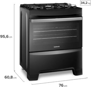 Fogão 5 Bocas Mesa de Vidro Preto Continental FC5GP 2