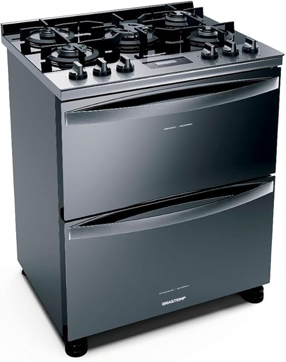 Fogão Brastemp 5 Bocas Duplo Forno Cor Inox Com Mesa De Vidro E Touch Timer Com Autodesligamento BFD5VCR 2