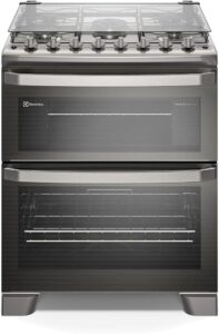 Fogão Electrolux 5 Bocas Experience com PerfectCook360 Prata Duplo Forno FE5DC