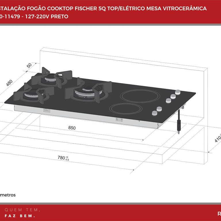 Cooktop Fischer Híbrido 5 Bocas Preto 220V tem aqui