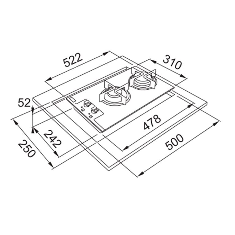 Cooktop Glass 2 Bocas FHG312 a Gás Franke Preto